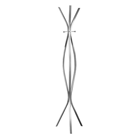 Monarch Specialties Coat Rack, Hall Tree, Free Standing, 3 Hooks, Entryway, 72"H, Bedroom, Metal, Grey, Contemporary I 2015